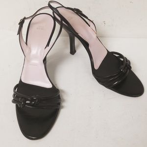 Vera Wang Black Leather Ankle Strap Heels 37.5